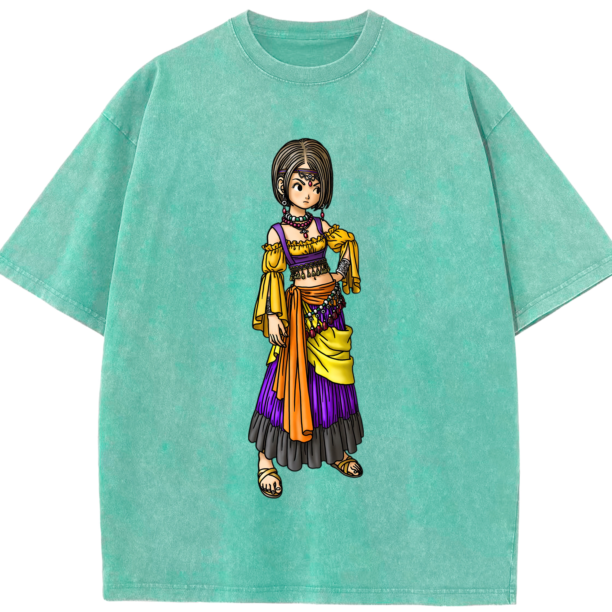 （画像用） ドラゴンクエスト Doragon Kuesuto Dragon Quest 綿100% ヴィンテージ風 半袖Tシャツ（フロントプリント）